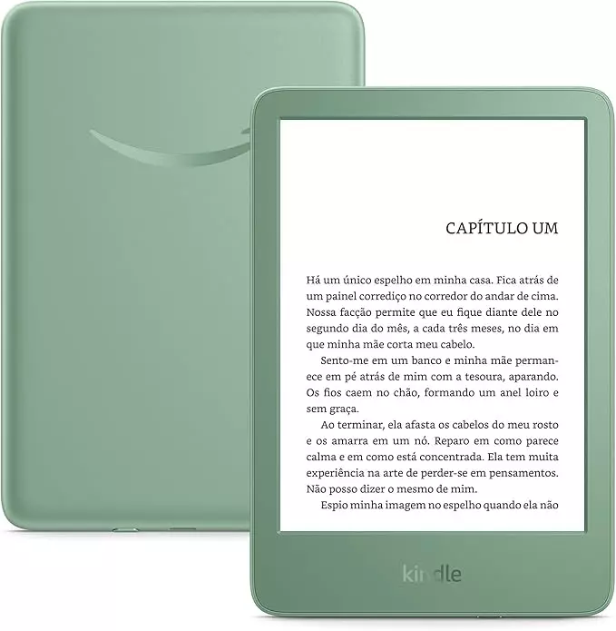 Novo Kindle (16 GB - modelo 2024) - Leve e compacto, com tela antirreflexo, trocas de página mais rápidas, luz frontal ajustável e bateria de longa duração - Cor Verde