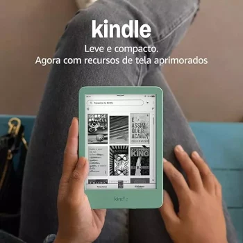 Novo Kindle (16 GB - modelo 2024) - Leve e compacto, com tela antirreflexo, trocas de página mais rápidas, luz frontal ajustável e bateria de longa duração - Cor Verde